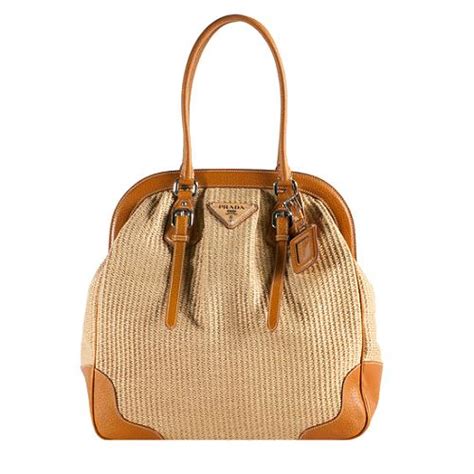 Prada Women's Straw and Leather Satchel, Natural 